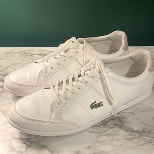 Size 8 Lacoste Women's Leather Pink and White Synthetic Sneakers